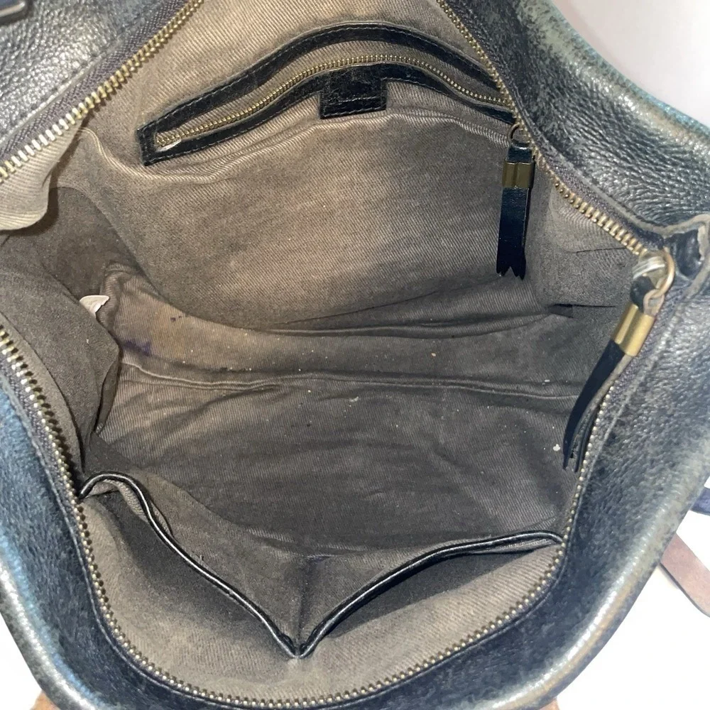 Madewell Black Leather Top Handle Zipper Tote Shoulder Bag Purse Crossbody EUC
